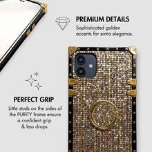 Load image into Gallery viewer, Motorola Case with Ring &quot;Pyrite&quot; | Gold Glitter Square Phone Case | PURITY
