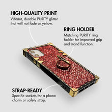 Load image into Gallery viewer, Motorola Case Motorola Case with Ring &quot;Ruby&quot; | Red Glitter Square Phone Case | PURITY
