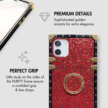 Load image into Gallery viewer, Motorola Case Motorola Case with Ring &quot;Ruby&quot; | Red Glitter Square Phone Case | PURITY
