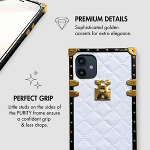 Motorola Case "White Leather" | Square Phone Case | PURITY