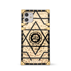 Motorola Case with Ring "Emera" | Square Phone Case | Geometric Gold and Black Design | PURITY