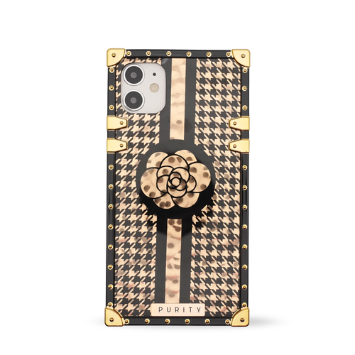 Black and gold houndstooth iPhone case 