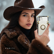 Load image into Gallery viewer, White croco iPhone case &quot;Nevada&quot; by PURITY
