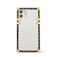 Load image into Gallery viewer, White croco iPhone case &quot;Nevada&quot; by PURITY
