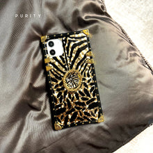 Load image into Gallery viewer, Samsung Phone Case with Ring &quot;Diva&quot; by PURITY | Black and gold animal pattern phone case for Samsung
