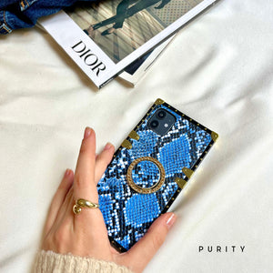 Samsung Case with Ring "Blue Rattlesnake" by PURITY™ | Blue snakeskin phone case for Samsung