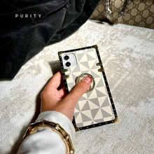 Load image into Gallery viewer, Samsung Case with Ring &quot;Excelsior&quot; | White Checkered Phone Case | PURITY
