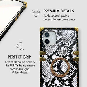 iPhone case with Ring "Albino" by PURITY™ | Black and white snakeskin iPhone case