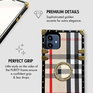 iPhone Case with Ring "British Luxe" | Checkered Phone Case | PURITY