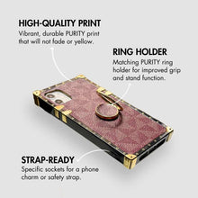 Load image into Gallery viewer, iPhone Case with Ring &quot;Prestige&quot; | Burgundy Checkered Phone Case | PURITY
