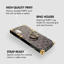 Load image into Gallery viewer, iPhone Case with Ring &quot;Role Model&quot; | Brown Checkered Phone Case | PURITY
