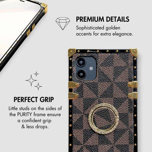 iPhone Case with Ring "Role Model" | Brown Checkered Phone Case | PURITY