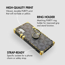 Load image into Gallery viewer, iPhone Case with Ring &quot;Success&quot; | Grey Checkered Phone Case | PURITY
