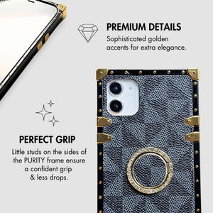 iPhone Case with Ring "Success" | Grey Checkered Phone Case | PURITY