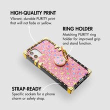 Load image into Gallery viewer, iPhone case with Ring &quot;Tenderness&quot; by PURITY™ | Pink glitter iPhone case
