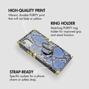 Samsung Case with Ring "Blue Rattlesnake" by PURITY™ | Blue snakeskin phone case for Samsung