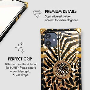 Samsung Phone Case with Ring "Diva" by PURITY | Black and gold animal pattern phone case for Samsung