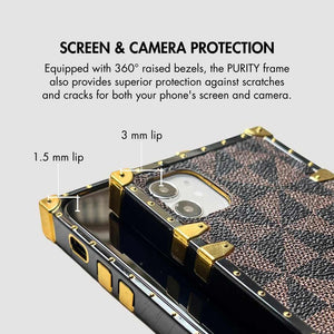 Samsung Case with Ring "Role Model" | Brown Checkered Phone Case | PURITY