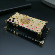 Load image into Gallery viewer, iPhone case with Ring &quot;Adoration&quot; by PURITY™ | Golden glitter iPhone case
