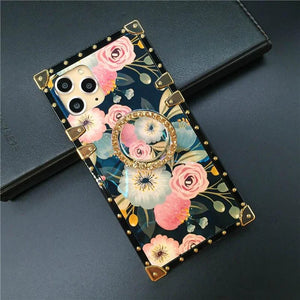 Motorola Case "Aphrodite Ring" - Floral phone case with square design and ring holder by PURITY