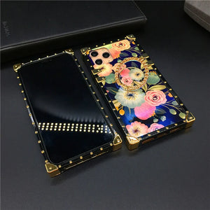 Motorola Case "Aphrodite Ring" - Floral phone case with square design and ring holder by PURITY