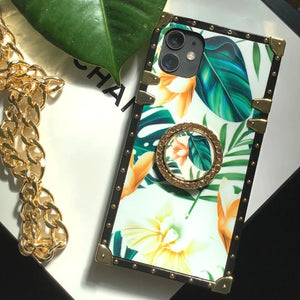 Motorola Case "Caju Ring" | square phone case with floral design and ring holder | PURITY