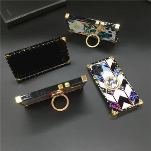 Motorola Case "Caju Ring" | square phone case with floral design and ring holder with stand function | PURITY