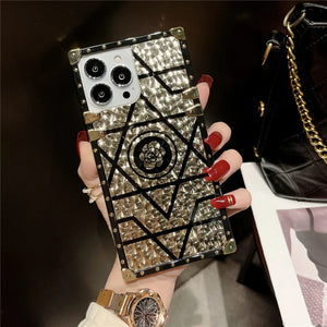 Motorola Case "Emera" | Square Phone Case | Gold phone case with geometric design | PURITY