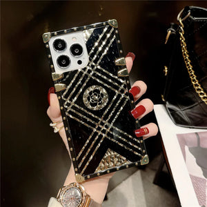Motorola Case "Erebo" | Black and gold phone case with geometric design | PURITY