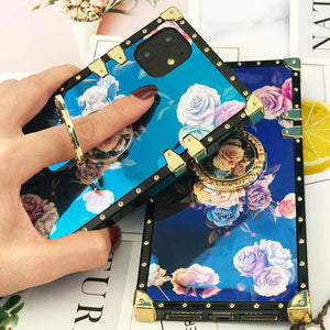 Motorola Case with Ring "Iris" | Floral Square Phone Case | PURITY