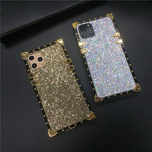 Load image into Gallery viewer, Motorola Case &quot;Pyrite&quot; | Gold Glitter Square Phone Case | PURITY

