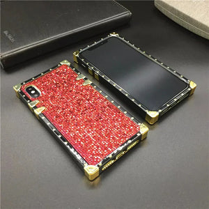 Motorola Case "Ruby" | Red Glitter Square Phone Case | PURITY