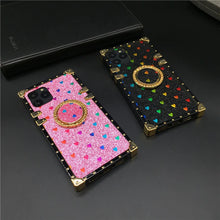 Load image into Gallery viewer, Motorola Case with Ring &quot;Passion&quot; | Romantic Black Glitter Square Phone Case | PURITY
