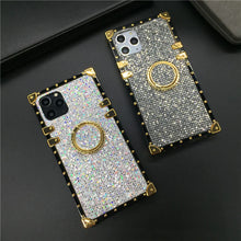 Load image into Gallery viewer, Motorola Case with Ring &quot;Quartz&quot; | White Glitter Square Phone Case | PURITY
