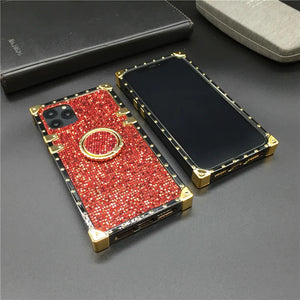 Motorola Case Motorola Case with Ring "Ruby" | Red Glitter Square Phone Case | PURITY Ring "Ruby"