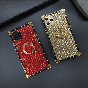 Motorola Case Motorola Case with Ring "Ruby" | Red Glitter Square Phone Case | PURITY