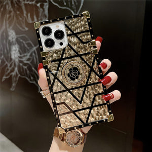 Samsung Case with Ring "Emera" by PURITY™ | Gold and black geometric phone case for Samsung