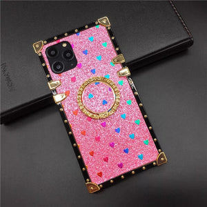 iPhone case with Ring "Tenderness" by PURITY™ | Pink glitter iPhone case