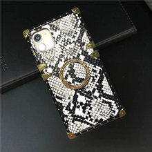 Load image into Gallery viewer, iPhone case with Ring &quot;Albino&quot; by PURITY™ | Black and white snakeskin iPhone case
